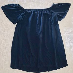 Navy ASOS off shoulder maternity dress